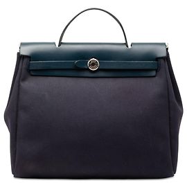 Hermès Blue Toile Herbag MM Bleu Bleu Marine