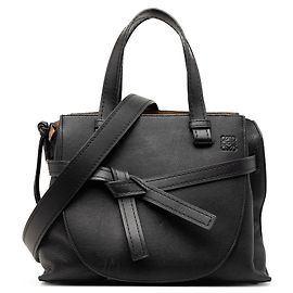 LOEWE Black Small Leather Gate Top Handle Bag Black