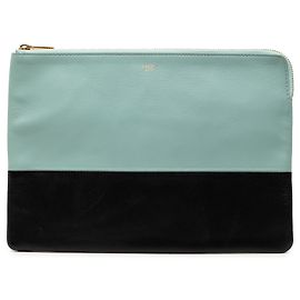 Céline Celine Blaue Bicolor Lammleder Solo Clutch Blau Hellblau
