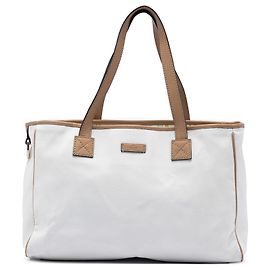 Gucci White Canvas Tote White