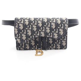 Borsa Saddle Christian Dior Beige Blu navy