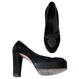 Gucci Black Leather Heels Black