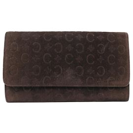 Céline VINTAGE CELINE GRAND EMBOSSED TRIUMPH & C SUEDE WALLET Brown