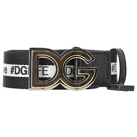 Cinto de lona preta com fivela logo DG da Dolce & Gabbana Preto