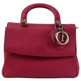Bolsa de mão Dior Small Be Dior em couro rosa com aba e alça superior Marrom Rosa