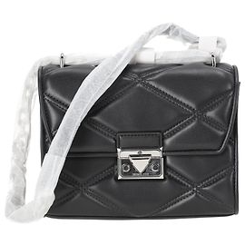Borsa a tracolla piccola Serena di Michael Kors in pelle nera Nero