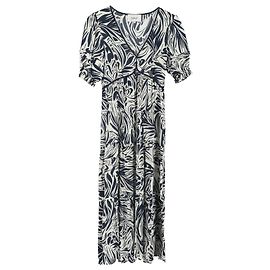 Ba&Sh Calla Abstract-Print Midi Tiered Dress Navy Blue Viscose Blue Navy blue