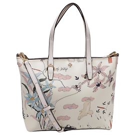 Tory Burch Kerrington Square Tote in White Leather White