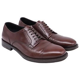 Sapatos Derby de bico em couro marrom Salvatore Ferragamo Marrom Vermelho