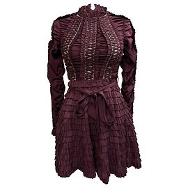 Vestido Mini con Cordones en Capas Zimmermann en Seda Burdeos Roja Burdeos