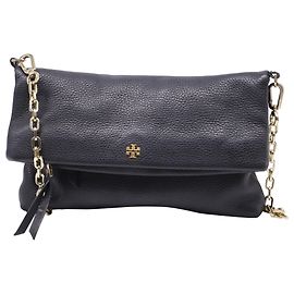 Sac bandoulière pliable Tory Burch en cuir noir Noir