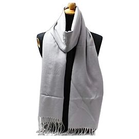 Armani Collezione Women's Large Rectangular Wool and Silk Stole in Light Gray Brown