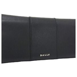 BALLY Men's Black Leather Bifold Long Wallet Black