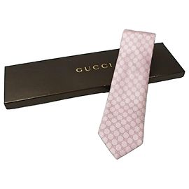 Corbata de seda Gucci patrón GG GUCCI Hombre Rosa