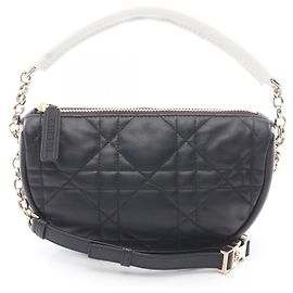 Borsa a spalla Hobo Cannage Dior VIBE in pelle Christian Dior per donne, nera, bianca e viola Nero