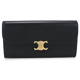 Céline CELINE Triomphe Billetera Bifold Grande para Mujer en Negro Negro