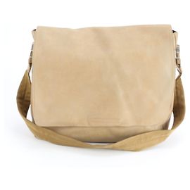 Prada Leather Shoulder Bag, Messenger Tote Beige, Men's Beige