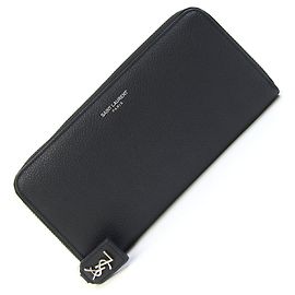 Portafoglio classico con zip completa in pelle nera per uomo e donna SAINT LAURENT Nero