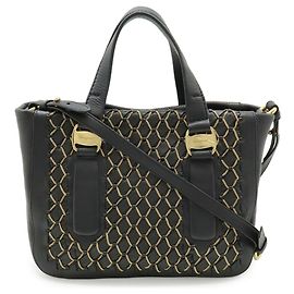 Borsa a mano/spalla Vara di Salvatore Ferragamo con catena, pelle nera, Nero