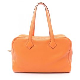 Borsa Victoria Hermès, pelle Taurillon Clémence, donna, arancione Arancione