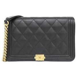 Cadena de billetera Chanel Boy Line Negro