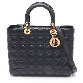 Borsa Dior Lady Large Cannage in pelle, Donna, Nero Nero