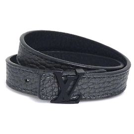 Bracciale in pelle grigia da uomo LOUIS VUITTON Marrone