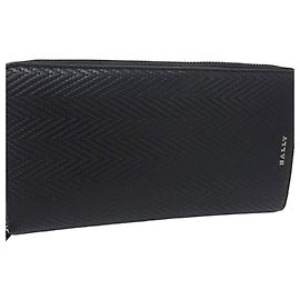 BALLY portafoglio lungo, pelle geometrica nera, per uomini e donne, portafoglio rotondo. Nero