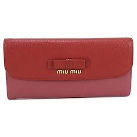 Cartera larga bifold MIU Miu Outlet para mujeres, roja Roja