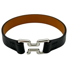 Hermès Bracciale HERMES Tonight Bangle in pelle nera da uomo Nero