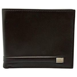 Salvatore Ferragamo fold leather wallet, dark brown, for men. Brown