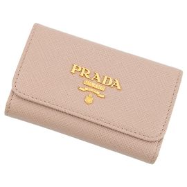 Prada - étui à clés en cuir Saffiano PRADA Rose