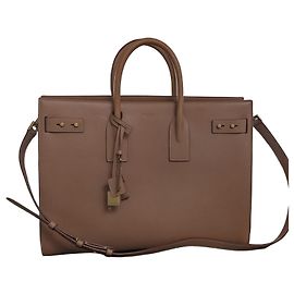 Saint Laurent Sac de Jour Large Bege em Couro Bege