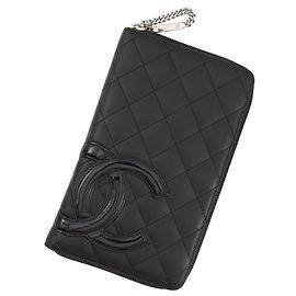 Chanel long wallet, Matelassé, Coco Mark, Cambon line, round, lambskin, , black, CHANEL WALLET Black
