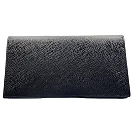 BVLGARI Bulgari Wallet Black Leather Men's fold Long Black