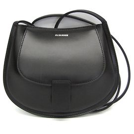Borsa a spalla in pelle nera Crescent per donne di Jil Sander Nero
