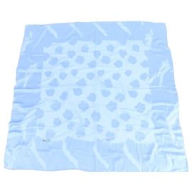 Gucci openwork silk scarf/muffler, large size, light blue, for women. Blue