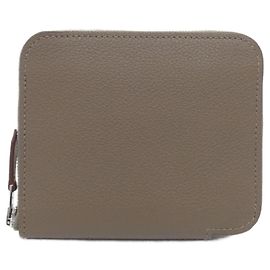 Carteira compacta em seda ZODIAQUE da Hermès Marrom