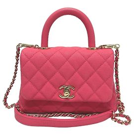 CHANEL Coco Handle XXS/Sac Coco, Cuir Caviar, Rose Corail, Comme Neuf Rose