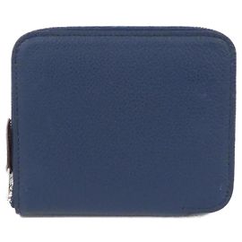 Hermès Hermes ANIMAPOLIS Silk In Compact Wallet Blue