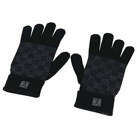 LOUIS VUITTON Damier Graphite Gon Petit Gloves, Wool and Polyester, Men's, Black Black