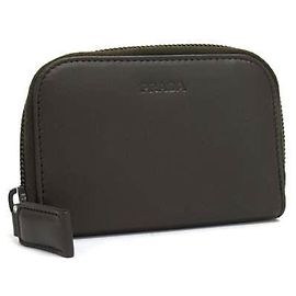 PRADA Dark Brown Leather Key Case, -Ring Round, for Men and Women Brown