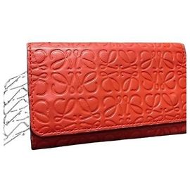 LOEWE -ring key case with repeat anagram in red leather for women Red