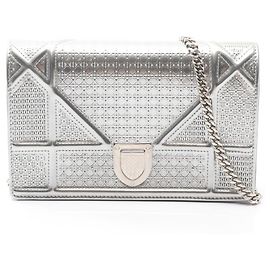 Bolsa DIORAMA Christian Dior, Couro, Feminino, Tom Prateado Prata