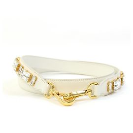 Prada Shoulder Strap White Leather Crystal Bag Replacement Jeweled Women's PRADA White