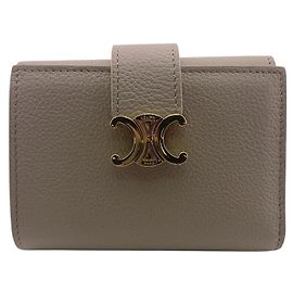 Céline CELINE Cartera Compacta de Correa Fina Triomphe Beige Mujer Beige