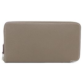 Cartera clásica de seda DELLA CAVALLERIA de Hermès Castaño