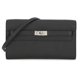 Hermès Kelly Wallet Long Go Black Epson K Stamp HERMES Shoulder WALLET Black