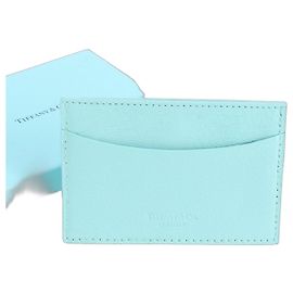 Tiffany & Co Tiffany Leather Business Card Holder/Card Case Compact Wallet Holder Blue Women's Blue