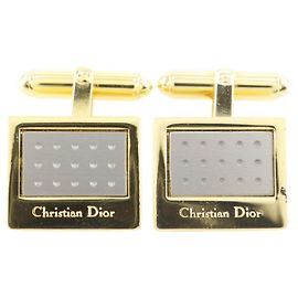 Christian Dior logo cufflinks, gold plated, square shape, for men. Golden